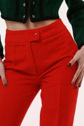 Corduroy High Waisted Straight Leg Moms Red Zip Fastens Trousers Pants 2603 Girlfriend Gift Present