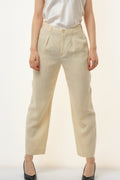 80s Vintage Linen 100% Lino High Waisted MOMs Straight Leg Zip Straight Pants Trousers 2822 Size S Girlfriend Gift