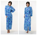 70s Vintage Vtg Rare Boho Style Blue Long Maxi Buttons Up Long Sleeve Home Dress Robe Gowns new with Tag Palmers 2688 Girlfriend Gift