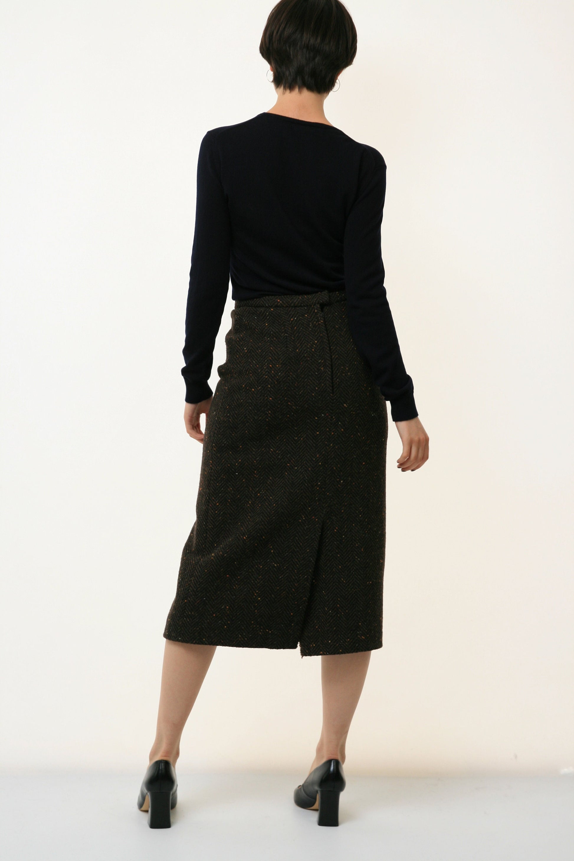 Wool 80s Vintage Vtg Rare Retro 100% Wool High Waisted Pencil Midi Length Skirt 3101 Girlfriend Gift Present Size S