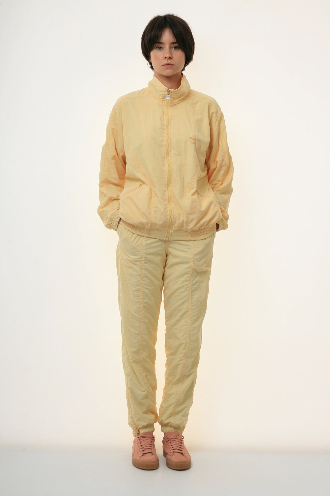 80s Vintage Vtg Rare Yellow Shell Jacket and Trousers Sportswear Suit 3066 Size S M Girlfrieng Gift Present