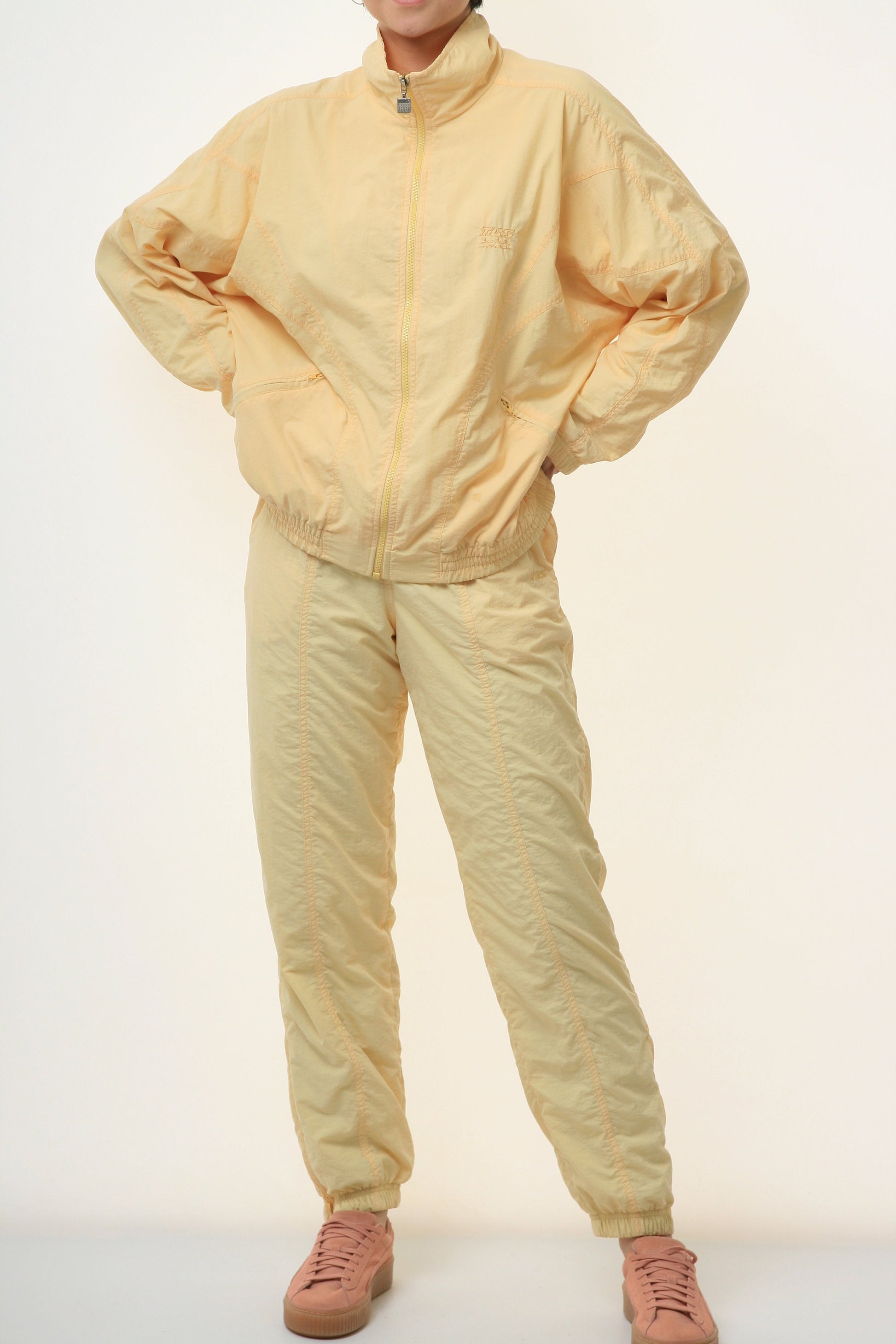 80s Vintage Vtg Rare Yellow Shell Jacket and Trousers Sportswear Suit 3066 Size S M Girlfrieng Gift Present