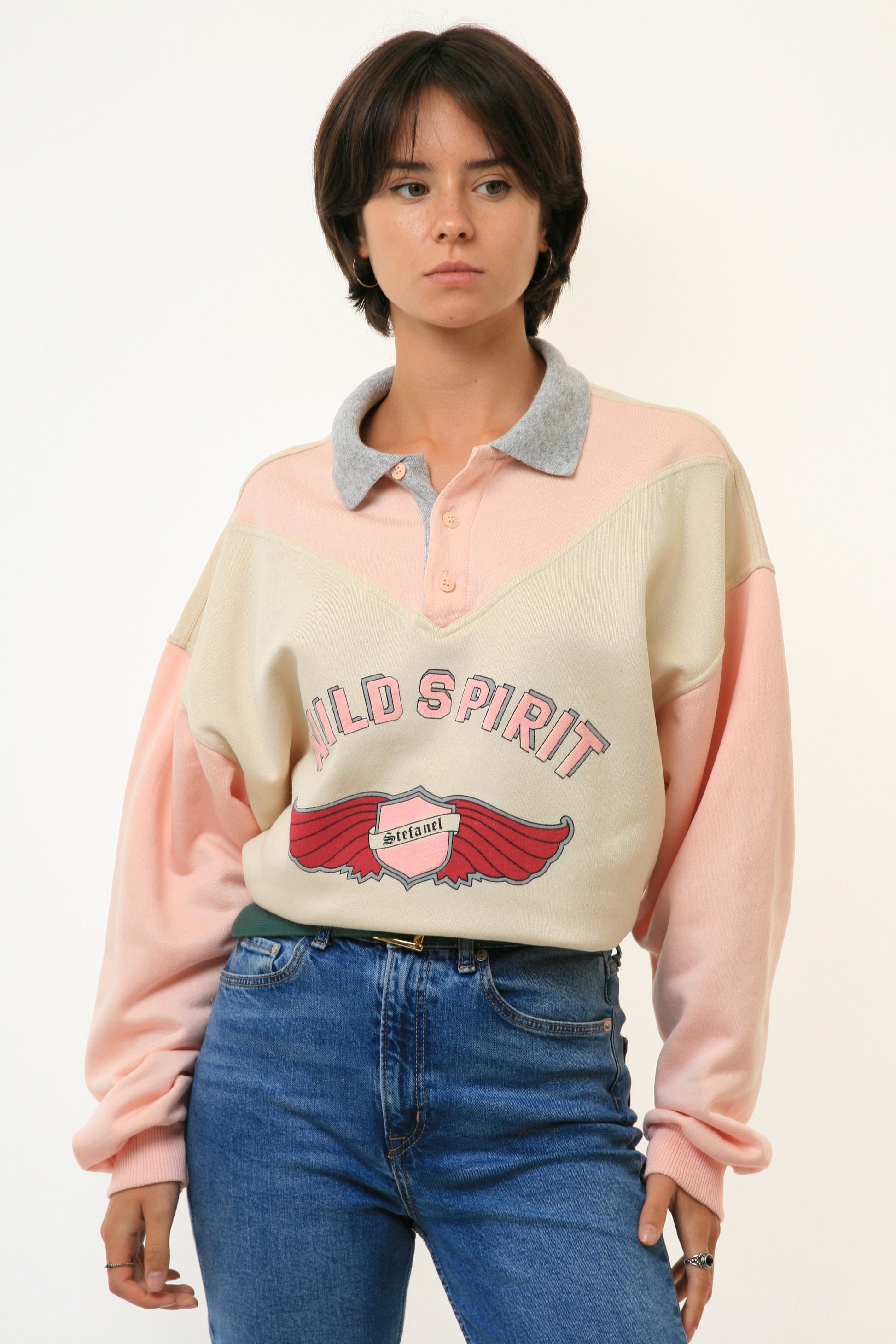 90s Vintage Italian Woman Stefanel Pink Oversized Sweatshirt 18768 size M Medium/ Vintage Woman Pink Sweatshirt M Medium