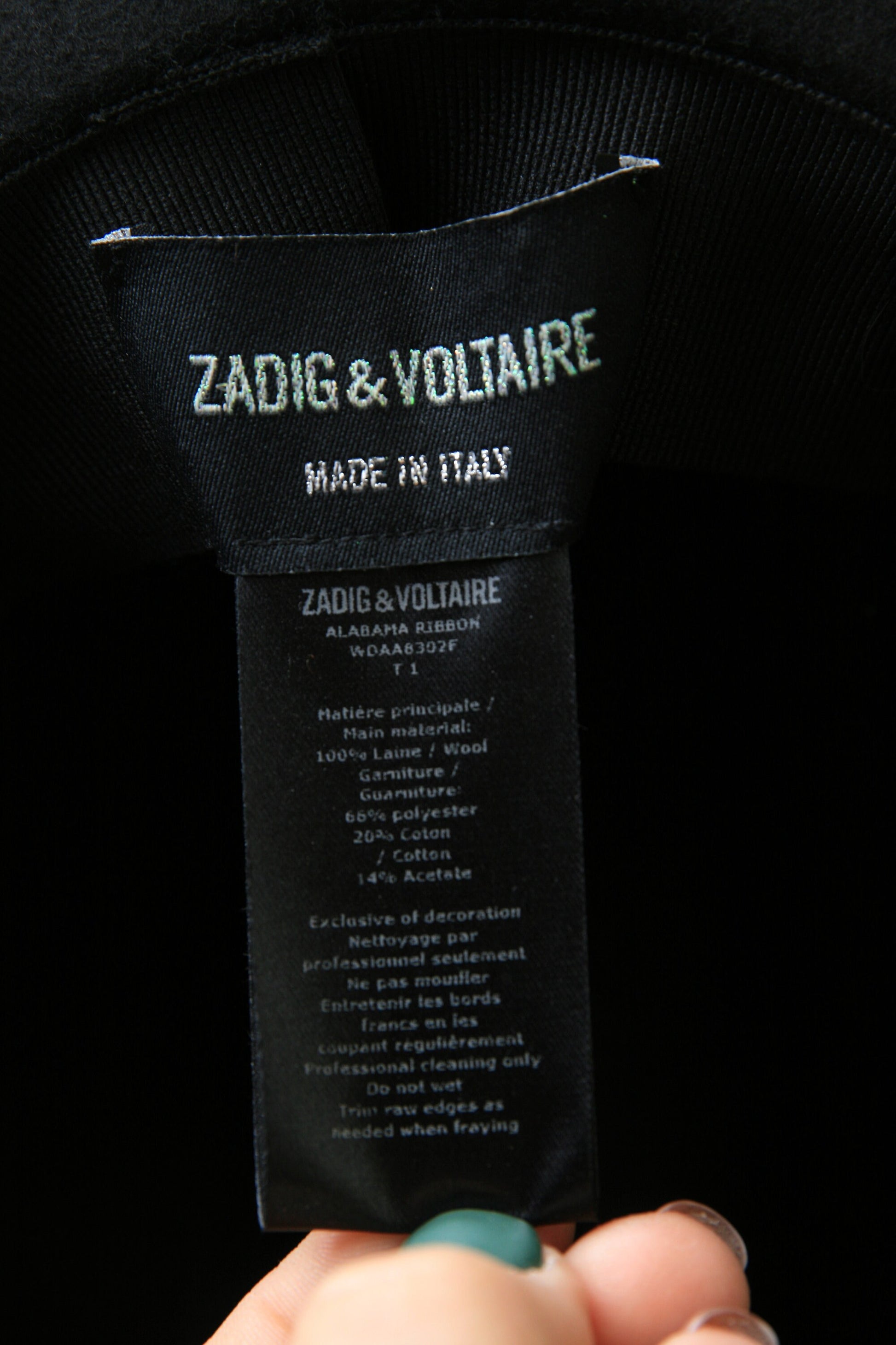 Woman Zadig and Voltaire 100% Wool Hat size Small 3376/ Woman Fedora Wool Hat/ Black Hat size Small