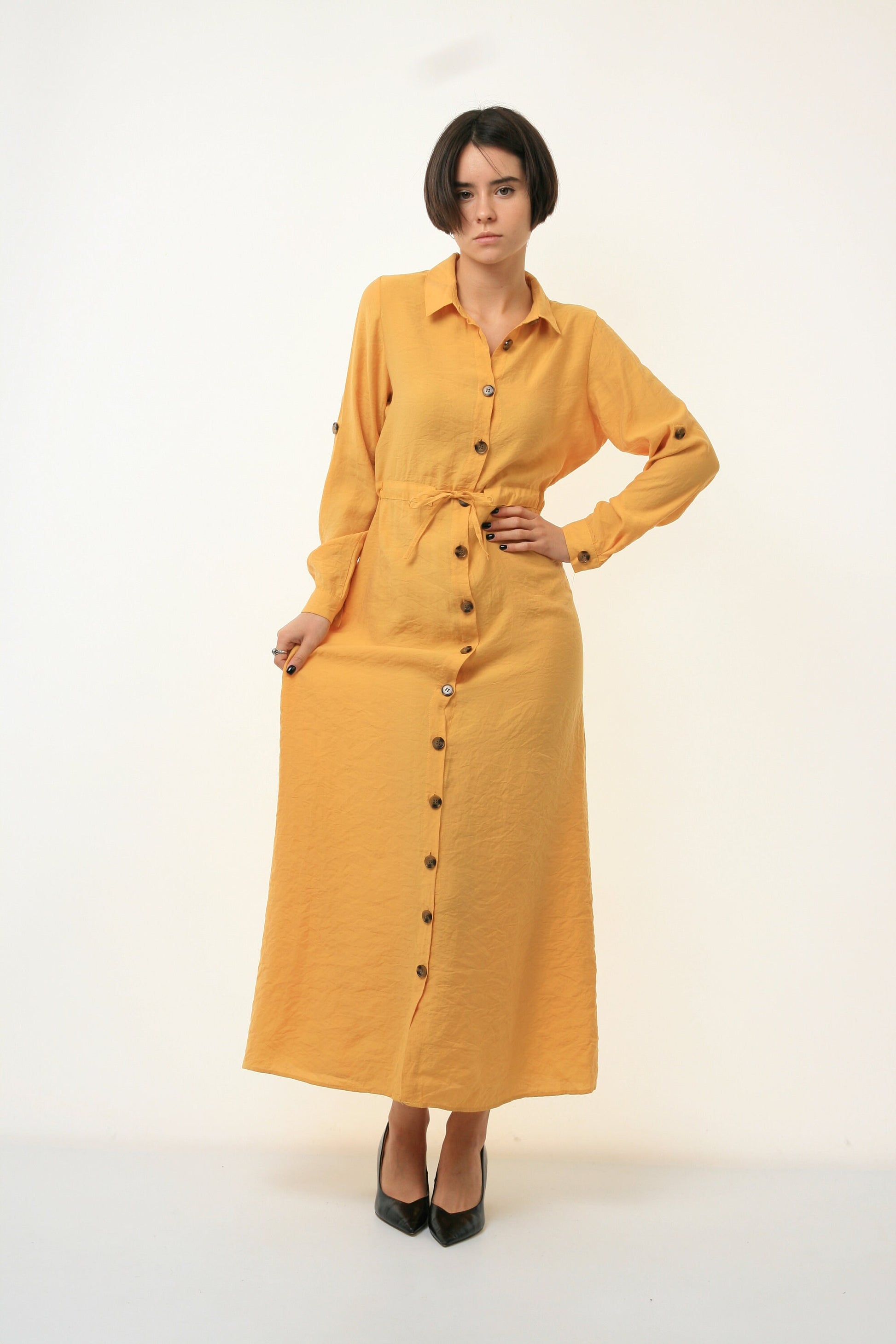 60s Vintage Woman Maxi Long Robe Style Dress size Small Medium 3389/ Vintage Woman Yellow Long Maxi Pencil Dress size Small Medium