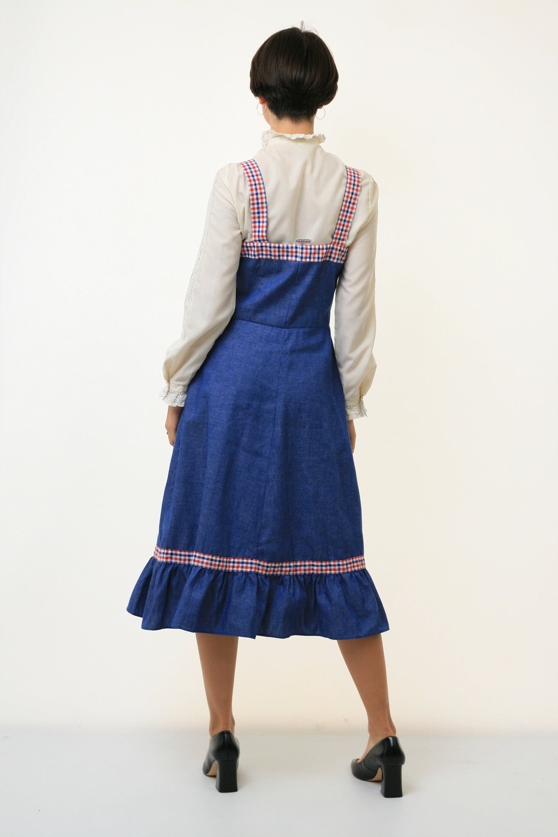 70s Vintage Sundress Medieval Alpen Austrian Dirndl Octoberfest Bohemian Cottagecore Trachten Buttons Up Blue Dress 3330 Girlfriend Gift