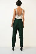 80s Vintage Woman Green High Waisted Straight Trousers Size Medium 3347/ Vintage Woman Clothing/ Vintage Woman Beige Pants size Medium