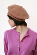 60s Vintage Style Woman Retro 90% Wool Hat 3368/ Vintage Woman Beige Camel Beret/ Retro Woman Camel Beret size Small