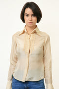 90s Vintage Vtg Rare 100% Silk Seta Seide Soie Buttons Up Long Sleeve Shirt Blouse 3631 size XS/ Vintage Woman Silk Blouse