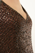 80s Vintage Woman Sequins Mini Disco Brown Dress size S Small 3679/ Vintage Woman Sequis Disco Mini Dress/ Vintage Y2k Mini Dress