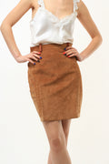 Vintage 70s Suede Pencil Skirt . Vintage Mini Skirt Vintage Zip Size Brown Boho Suede Skirt Suede Skirt High Waisted Skirt. size Medium 3705