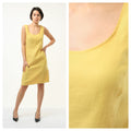 90s Vintage 100% Linen Yellow Sleeveless Mini Pencil Mini Length Summer Dress size S Small 3665/ Vintage Small Yellow Dress/ Y2k Dress