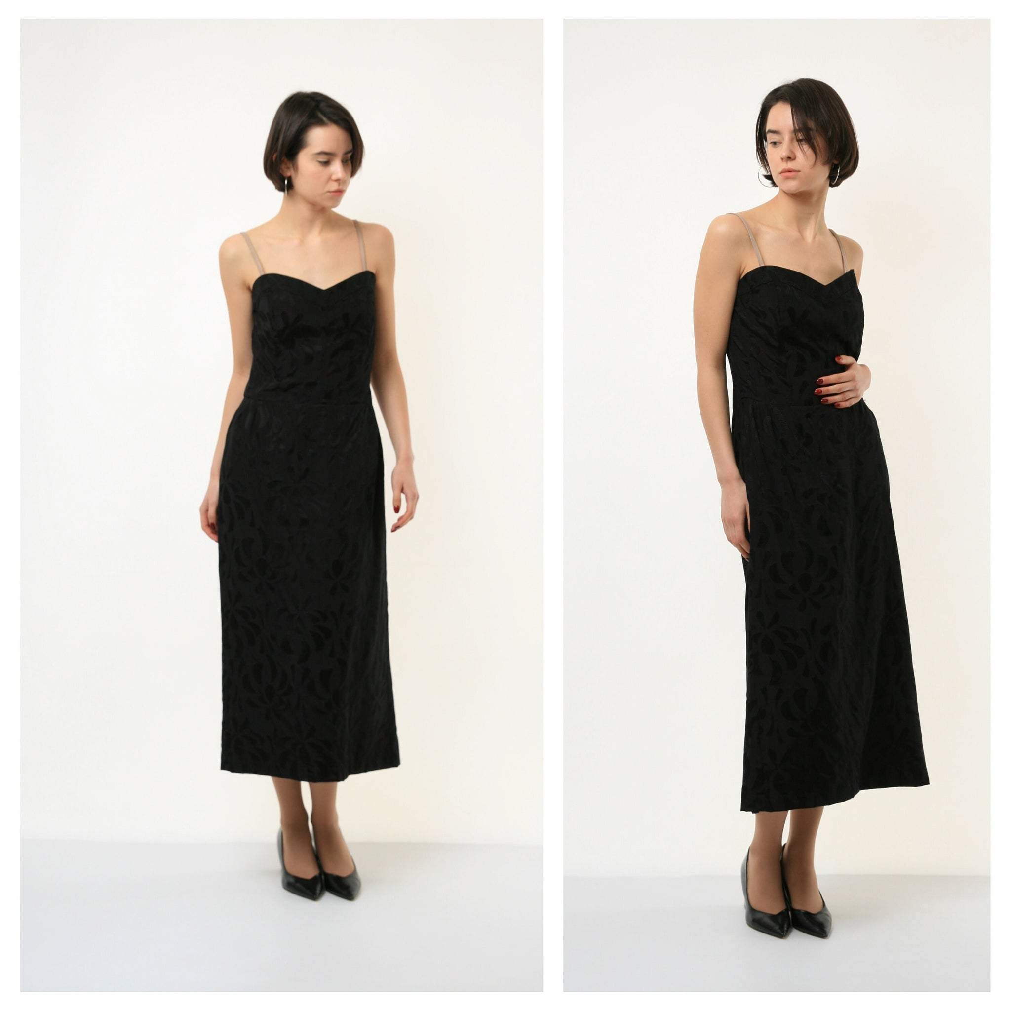 80s Vintage Vtg Rare Evening Black Midi Bra Sleeveless Pencil Evening Dress 3779 /Girlfriend Gift Size M/ 80s Vintage Maxi Evening Dress