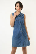 80s Vintage Woman Denim Sleeveless Grunge Mini Style Dress size Small 3781 Vintage Woman Mini Denim Dress size Small