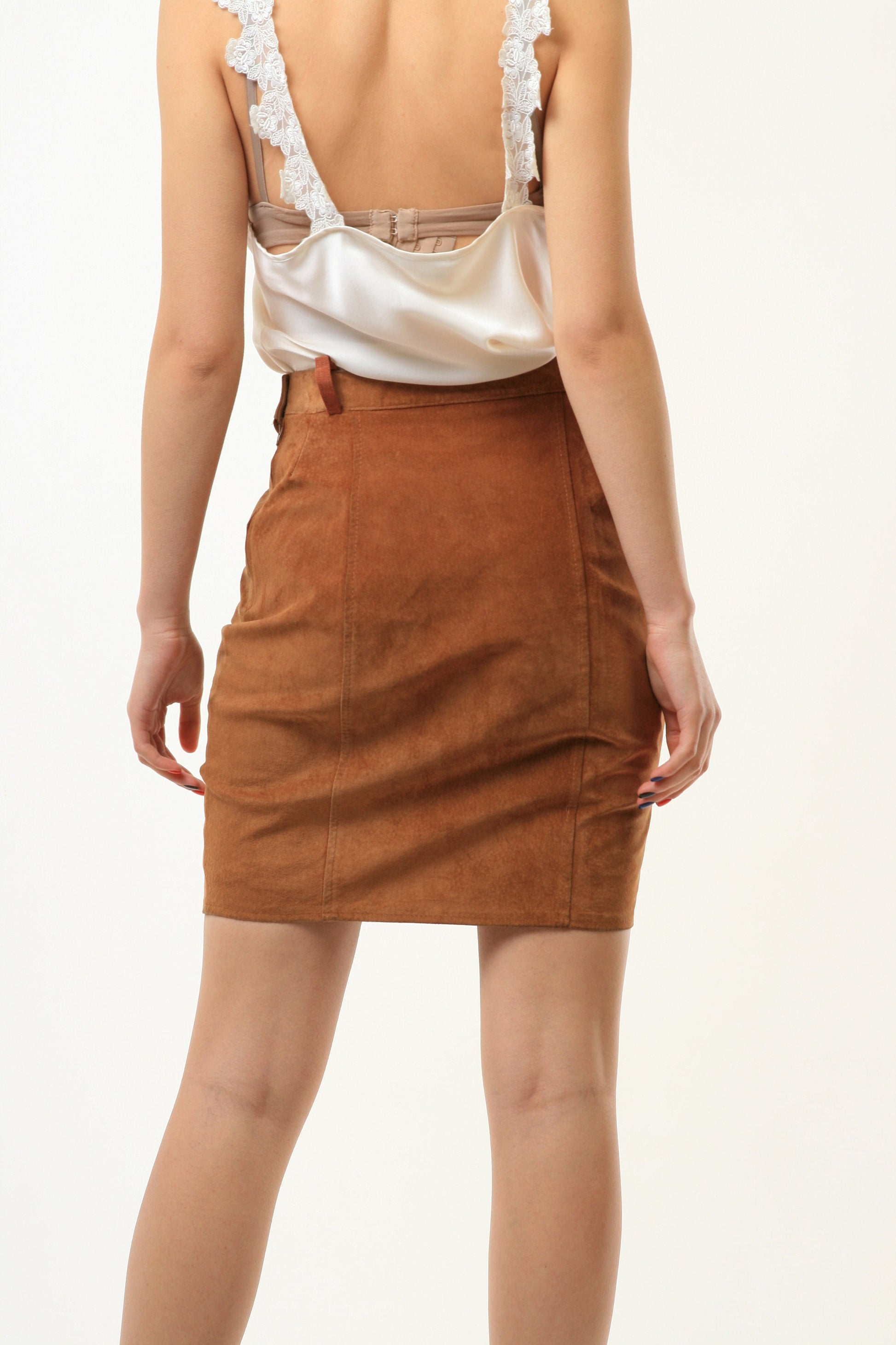 Vintage 70s Suede Pencil Skirt . Vintage Mini Skirt Vintage Zip Size Brown Boho Suede Skirt Suede Skirt High Waisted Skirt. size Medium 3705