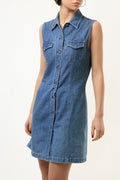 80s Vintage Woman Denim Sleeveless Grunge Mini Style Dress size Small 3781 Vintage Woman Mini Denim Dress size Small