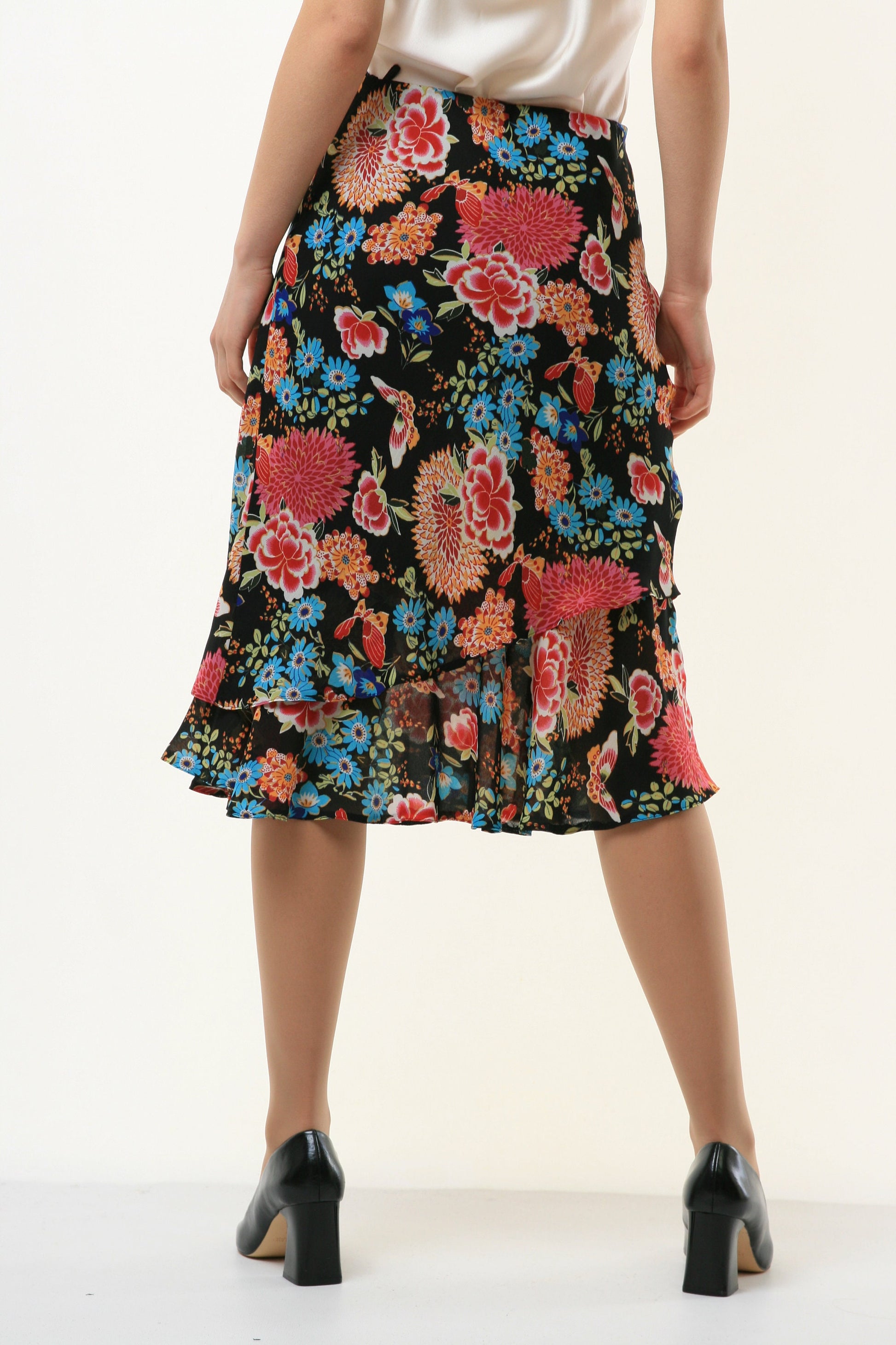 90s Vintage Woman Grunge Floral High Waisted Midi y2k Skirt size S Small 3797/ Vintage Woman Y2K Floral Skirt/ Vintage Woman Grunge Skirt