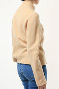 90s Vintage 100% Cashmere Turtleneck Beige Zip Sweater Jumper Cardigan Girlfriend Gift Present Womans Wear Vintage Clothes 3824