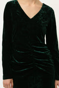 80s Vintage Vtg Rare Mini Dark Green Velvet Velour Long Sleeve Dress 3882 Girlfriend Gift Present Size M Medium