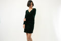 80s Vintage Vtg Rare Mini Dark Green Velvet Velour Long Sleeve Dress 3882 Girlfriend Gift Present Size M Medium