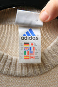 90s Vintage Adidas Knit Cream Crew Neck Jumper Sweater/ Vintage Woman Adidas Casual Sweater in Beige size XS/ Vintage Woman Clothing