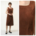 80s Vintage Y2k Midi Length 100% Suede Pencil Sleeveless Dress size S Small 3932/ Vintage Woman Midi Leather Length Dress/ Vintage Woman