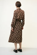 80s Vintage Y2k Midi Length Brown Pencil Long Sleeves Dress size L Large 3950/ Vintage Woman Midi Polka Dot Length Dress/ Vintage Dress