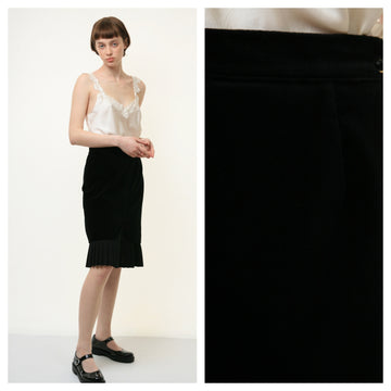 80s Vintage Vtg Rare Velour High Waisted Black Knee Length Pencil Skirt 4006 Girlfriend Gift Present size S Small/ Vintage Black Skirt