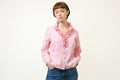 90s Vintage Vtg Rare Alpen Trachten Cotton Bavarian Pink Checked Victorian Long Sleeve Buttons Up Blouse Shirt 4028 Size S