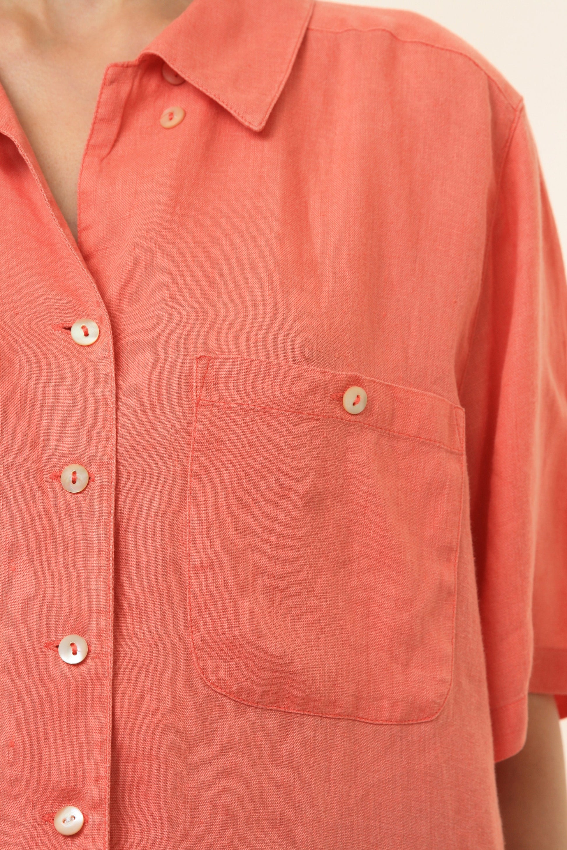 Vintage Vtg Rare Bogner 100% Linen Short Sleeve Shirt Buttons Up Blouse 4134 size S Small/ Vintage Bogner Linen Woman Shirt