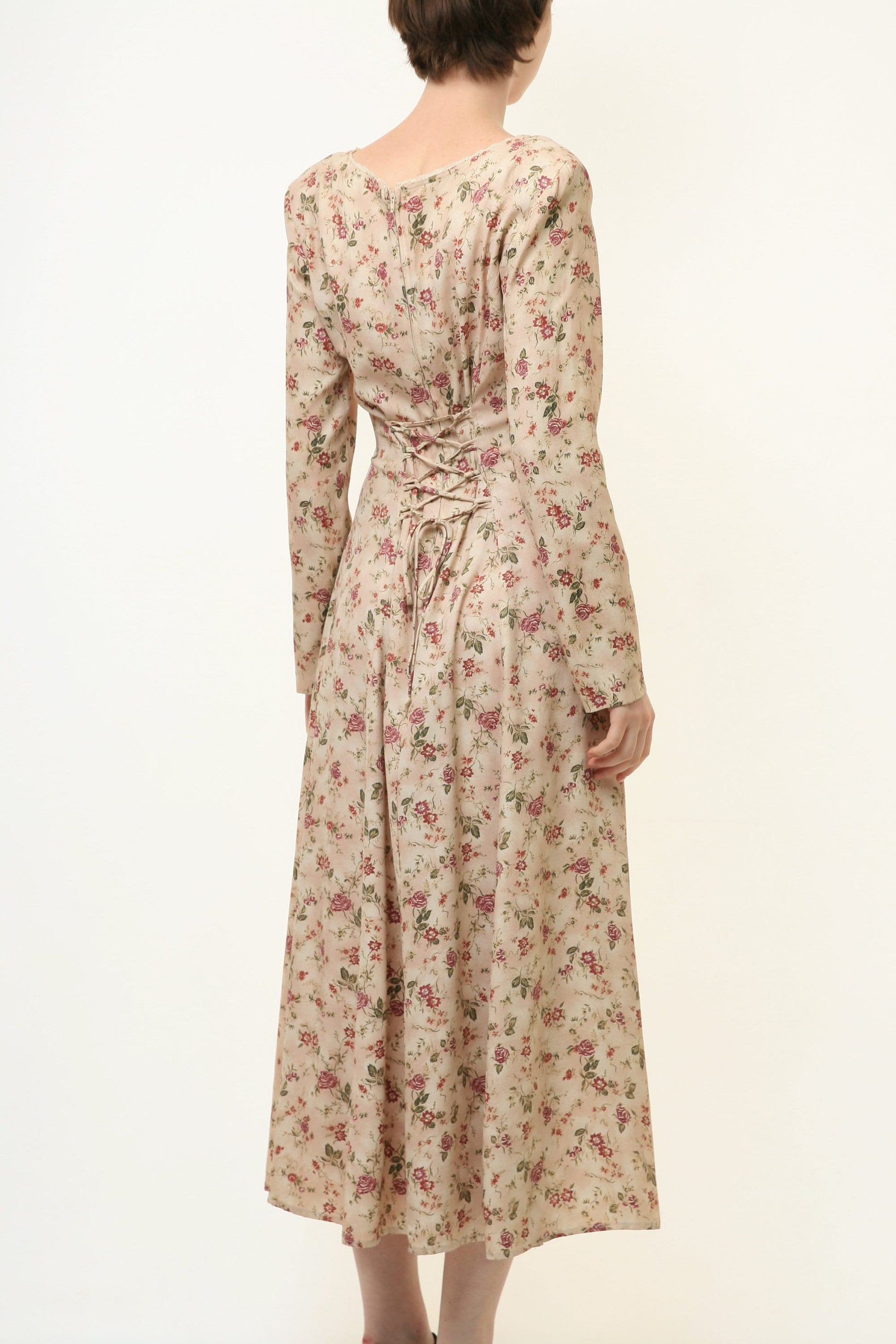 70s Vintage Midi Length Bohemian Froral Long Sleeves Dress size S Small 4065/ Vintage Woman Midi Floral Length Dress/ Vintage Dress