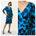 Women Fall Dress Abstract Pattern Long Sleeve Midi Sweetheart V-neck Viscose Pattern Dress MoodGirlsUA Size S Small 4239