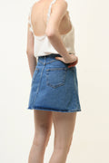 80s Vintage Vtg Rare Blue High Waisted Denim Zip Fastens Mini Skirt in Medium Blue Grunge Size S 28 Girl Girlfriend Gift 4094