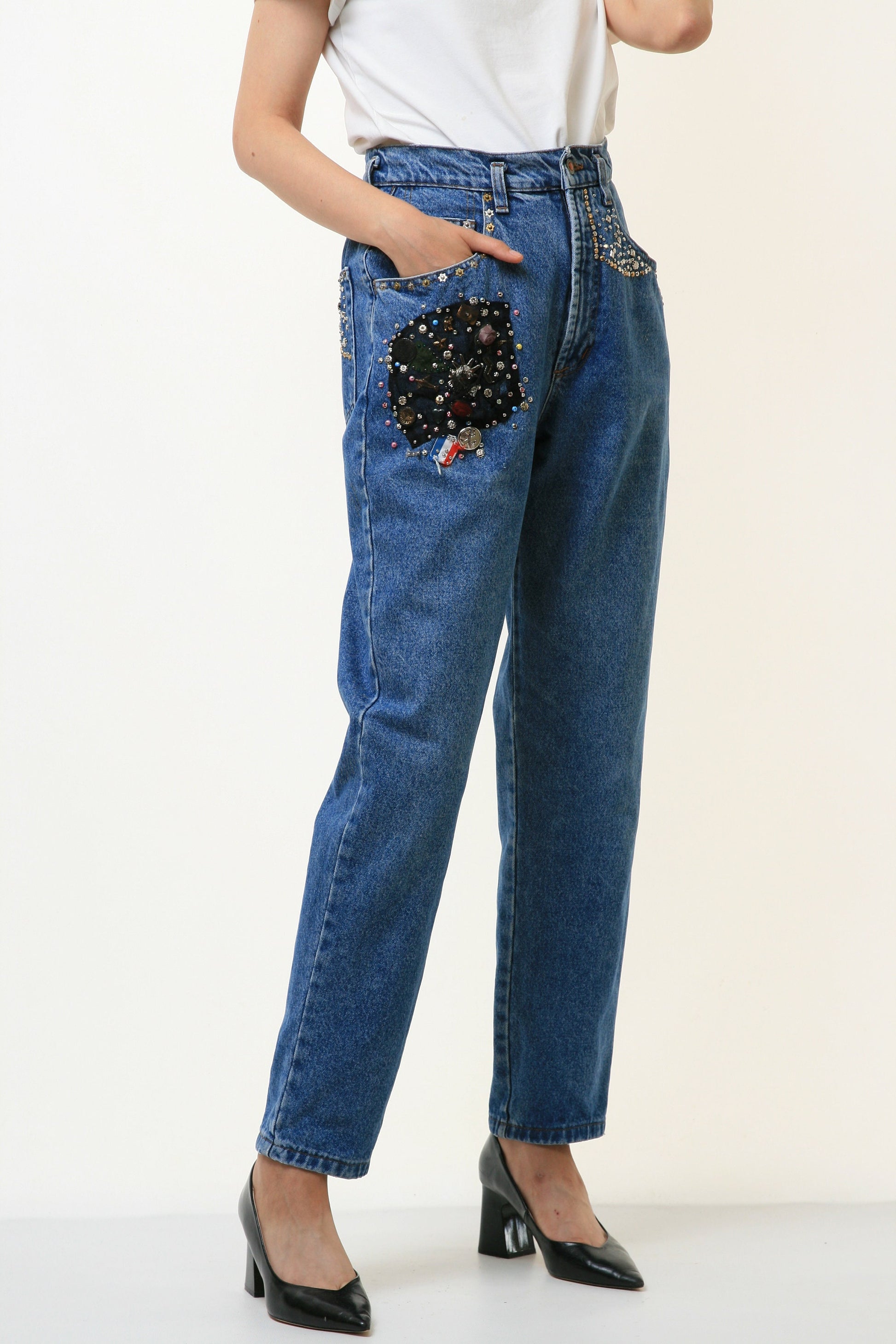 80s Woman Vintage MOMs Medium Waisted Straight Denim Trousers Size S 4373/ Vintage Woman Clothing/ Vintage Woman MOM Jeans size Small