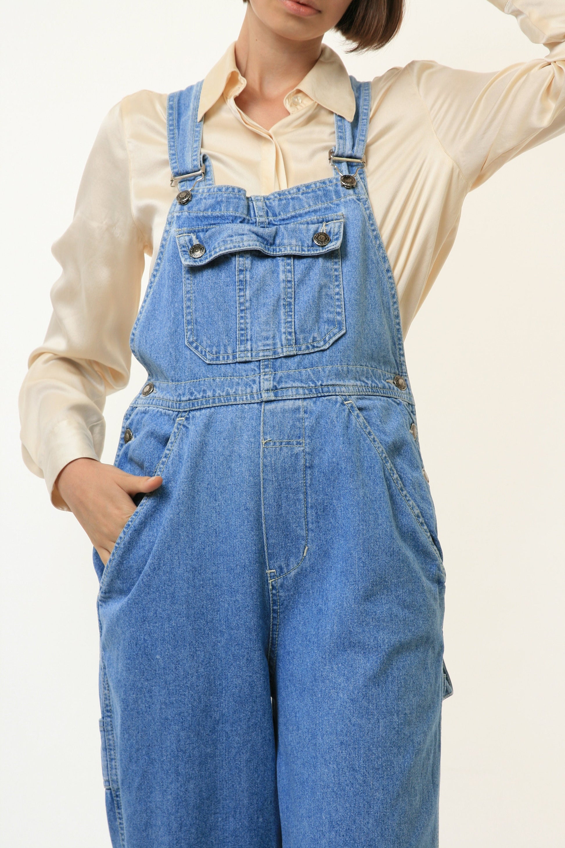 80s Vintage Denim Woman Straight Legs Sleeveless Summer Dungaree fits Xs-S 4265/ 80s Vintage Woman Jumpsuit Romper Overalls size Small