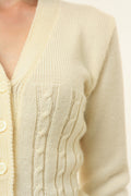 Unique Lovely Beige Vintage Cardigan with Wool Knitted Jacket Wool Knit Austrian 4280/ Vintage Woman Clothing/ Vintage Woman Jumper