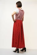 70s Vintage Vtg Rare Austrian Tyrol Dirndl Traditional Sleeveless Red Boho Midi Length Buttons Up Mid Calf Length Dress 4309 Girlfriend Gift