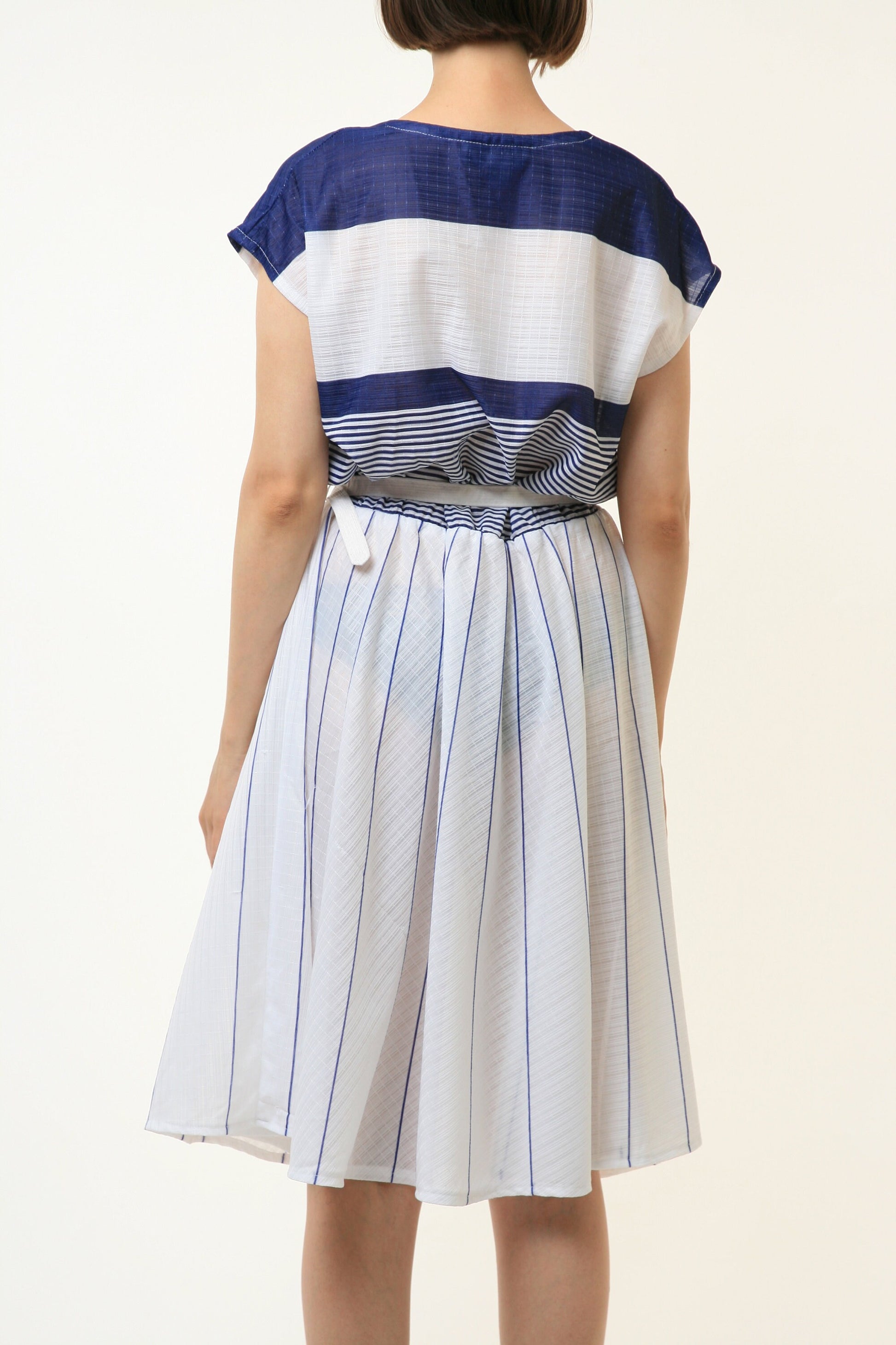 60s Vintage Woman Summer Blue Striped Sea Waves A Line Midi Dress size M Medium 4323/ Vintage Woman A Line Summer Dress/ Vintage Clothing