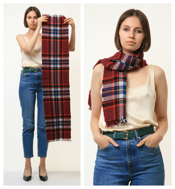 70s Vintage Rare Tartan Checked Scotland Lambswool Wool Scarf Woman Vintage Accesories Handwoven Scarf Woman Gift Girl Gift Present 4429