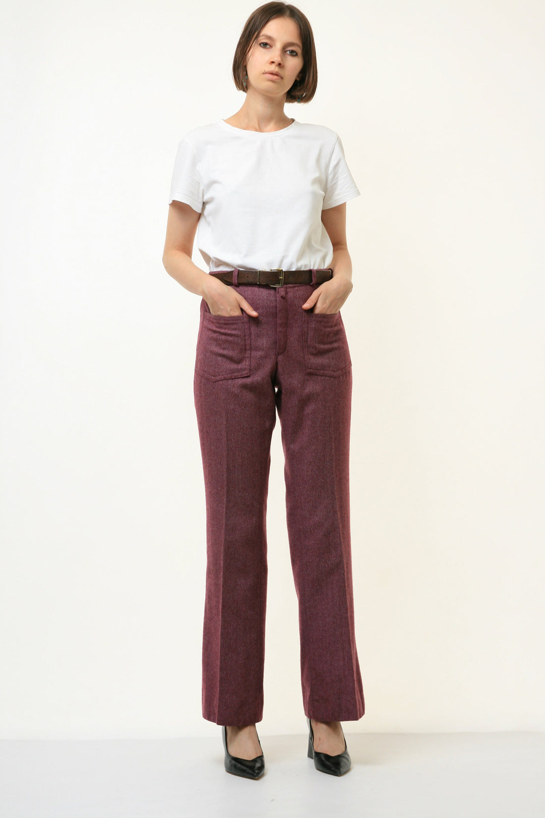 70s Vintage Workwear High Waisted Woman Fall Cotton High Waisted Moms Trousers 4389 Girlfirend Gift Size Small/ Vintage Woman Clothing