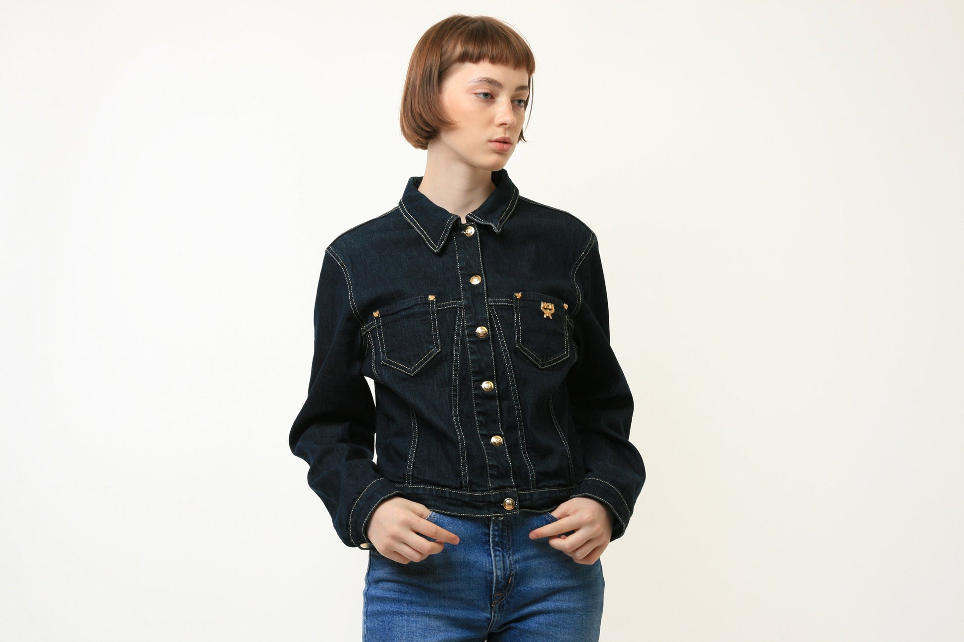 80s Vintage Vtg Rare MCM Denim Cropp Jacket Bomber 4487 Girlfriend Gift Present Size M L/ Vintage Woman MCM Denim Jacket