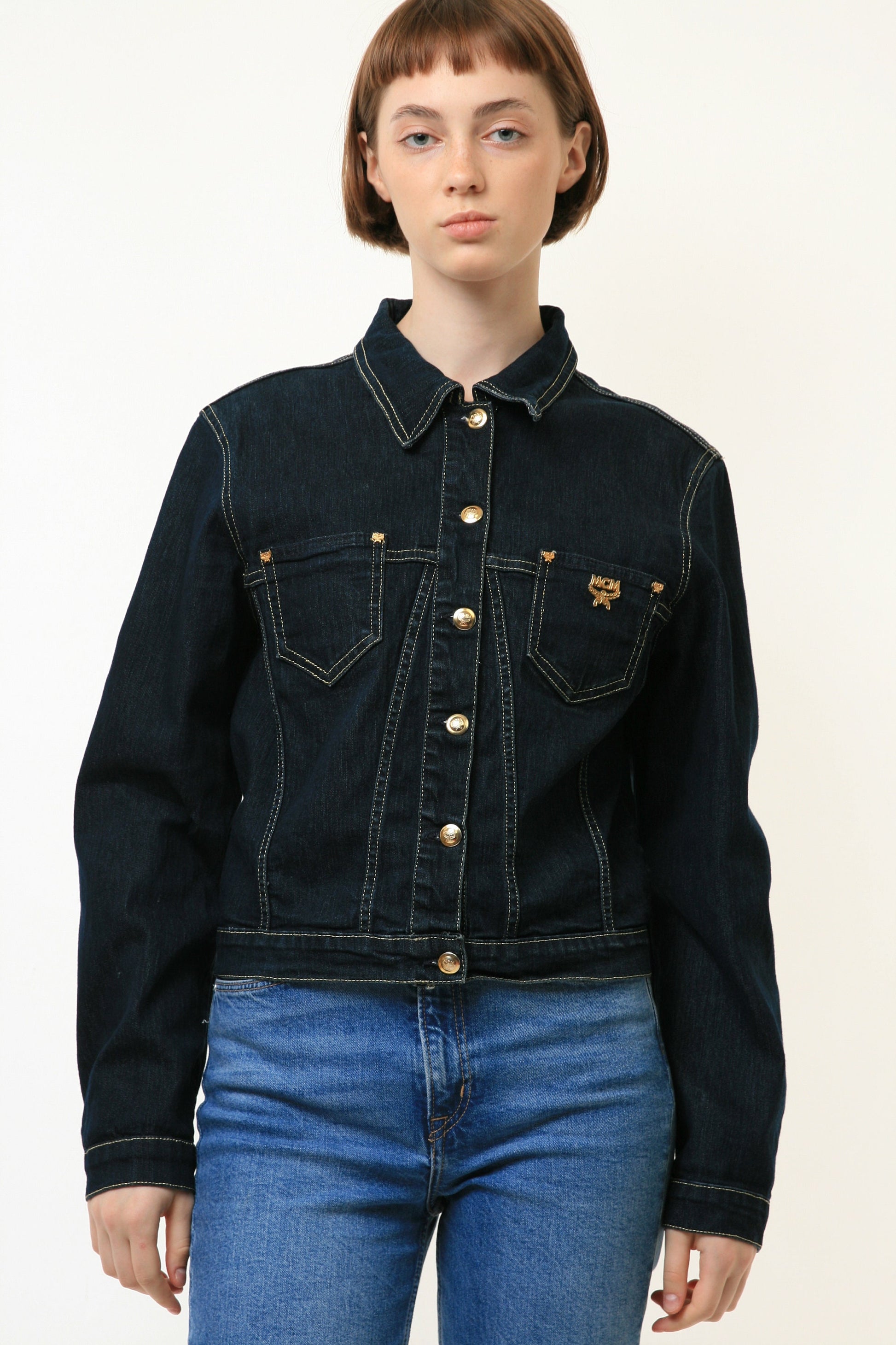 80s Vintage Vtg Rare MCM Denim Cropp Jacket Bomber 4487 Girlfriend Gift Present Size M L/ Vintage Woman MCM Denim Jacket