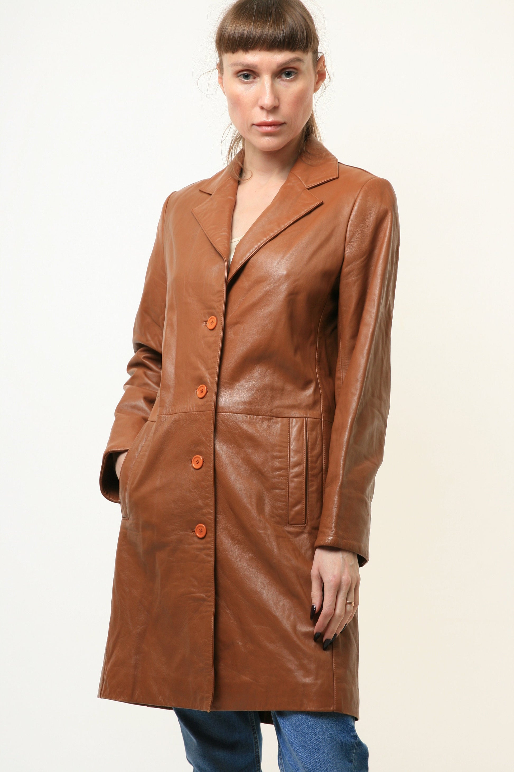 80s Vintage Vtg Rare Leather Lined Oversized Brown Suede Trench Outwear Autumn Coat 4665 Girlfriend Gift Present Vintage Coat size S- M