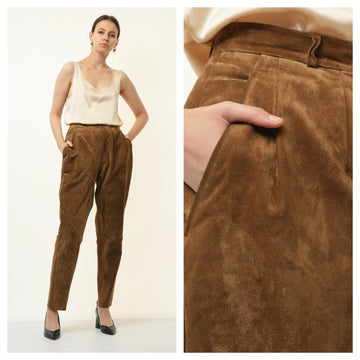 80s Vintage High Waisted Suede Woman Pants size 36 4703/ Vintage woman suede trousers/ vintage woman clothing/ vintage woman