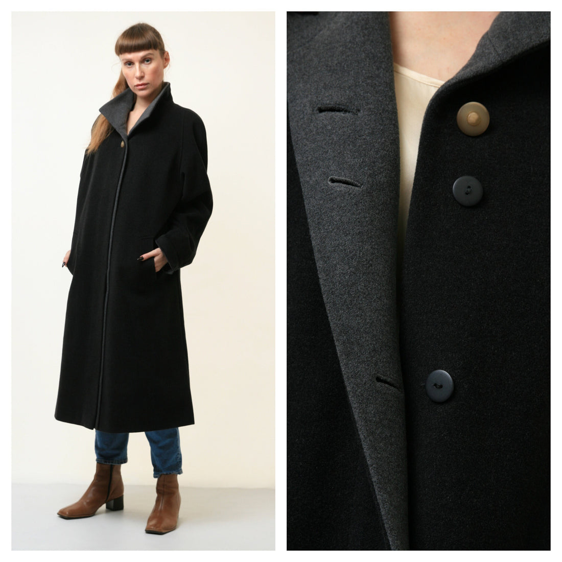 80s Woman Lambswool Coat Women Vintage 80s winter coat long wool coat outerwear maxi winter coat vintage clothing size Medium 4662