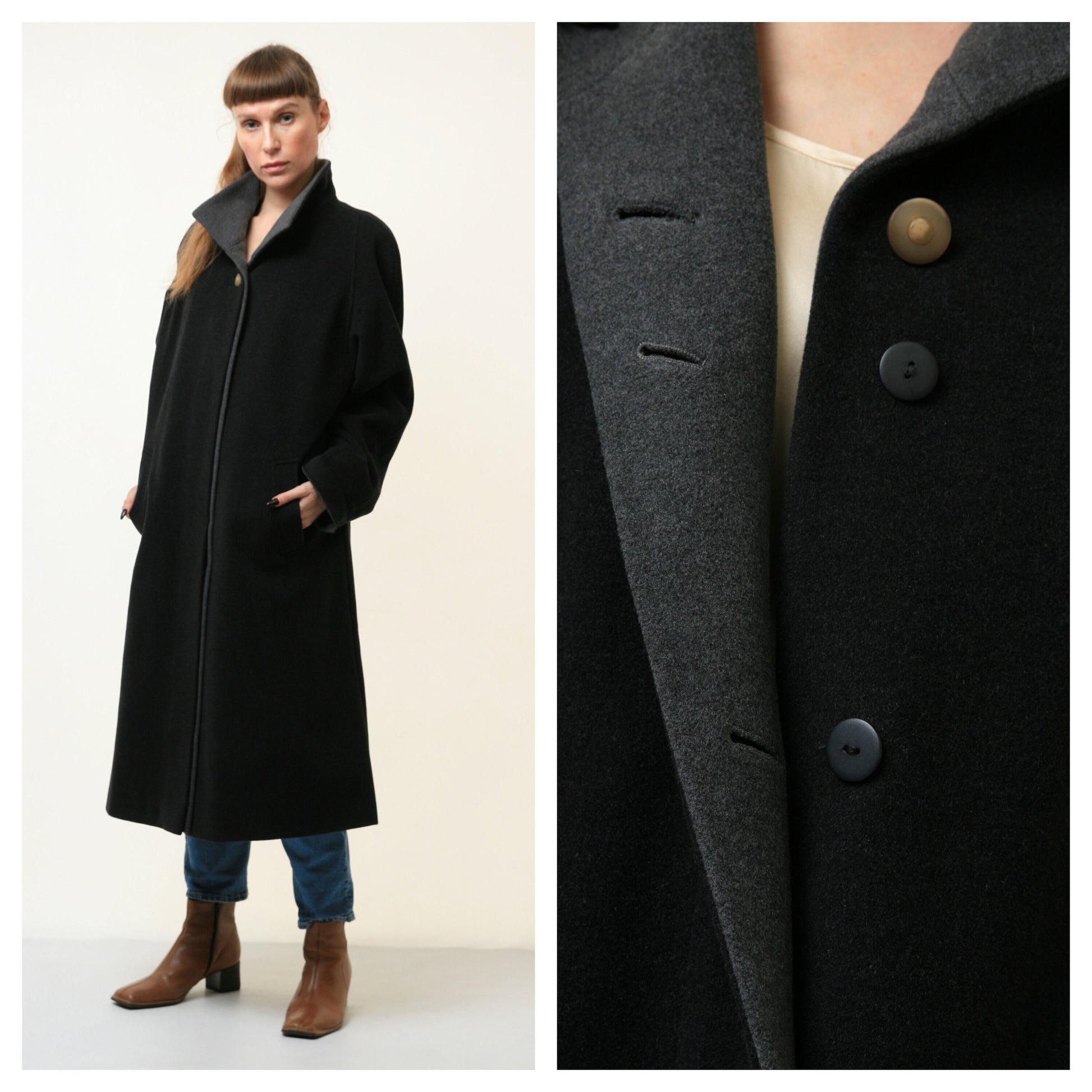 80s Woman Lambswool Coat Women Vintage 80s winter coat long wool coat outerwear maxi winter coat vintage clothing size Medium 4662