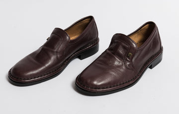 60s Leather loafers oxfords burgundy genuine leather size 5.5 / Vintage Woman Burgundy Loafers/ Vintage Woman Shoes