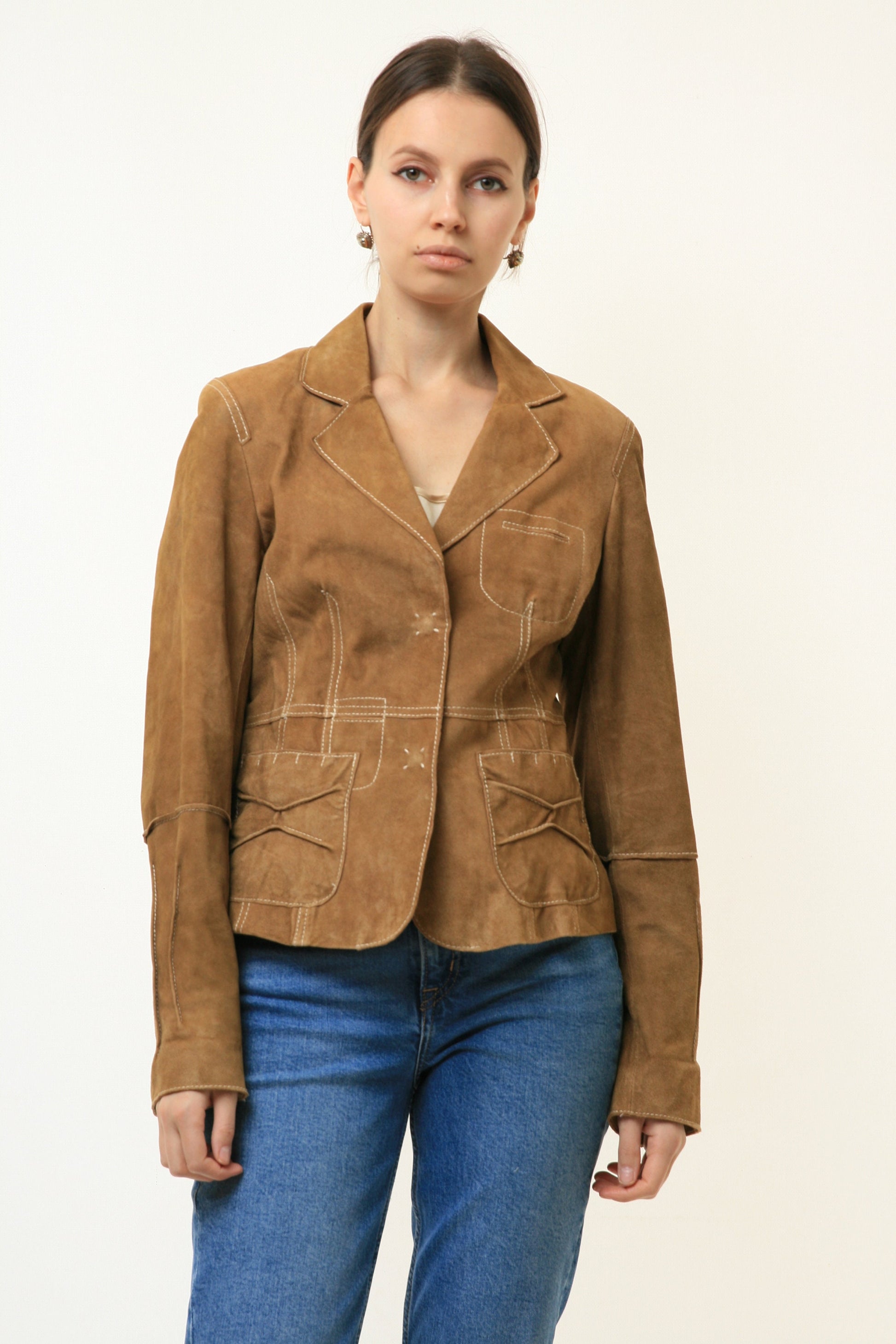 80s Vintage Vtg Rare Leather Suede Lined Oversized Blazer Biker Outwear Autumn Jacket 4715 Girlfriend Gift Present Vintage Jacket size S