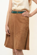 80s Vintage Brown High Waisted 100% Suede A Line Buttons Midi Lentgh Skirt 4765 Girlfriend Gift/ Vintage Suede A Line Midi Skirt Vtg Gift