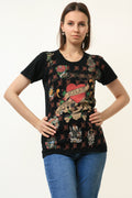 Ed Hardy T-Shirt / Vintage Tattoo Graphic Tee Shirt / 90s Short Sleeve Shirt size Medium 4806/ Vintage Graphic Black Tshirt